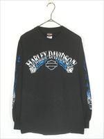 古着 00s USA製 HARLEY DAVIDSON ブルー ファイヤー ダイス