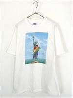 古着 90s USA製 James M. Reid 自由の女神 レインボー アート T