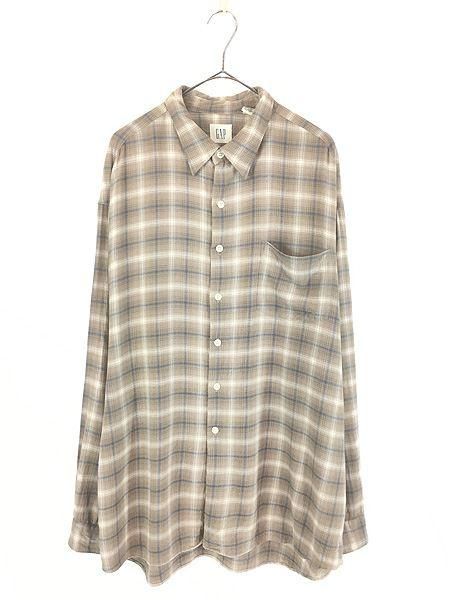 古着 00s GAP オンブレ シャドー チェック 総柄 100％ レーヨン
