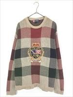 古着 90s CHAPS Ralph Lauren チェック エンブレム BIG 刺しゅう