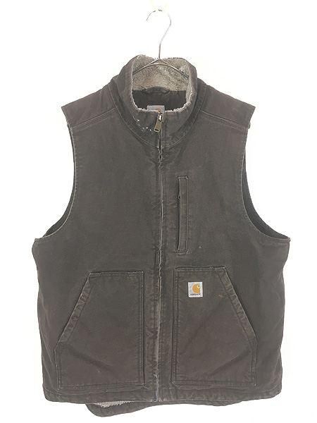 古着 Carhartt 裏ボア DKB ダークブラウン ダック ハイネック