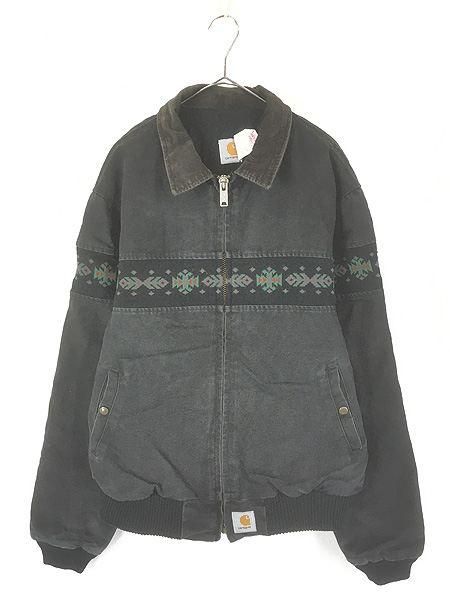 古着 80s USA製 Carhartt ネイティブ パターン!! ブラック