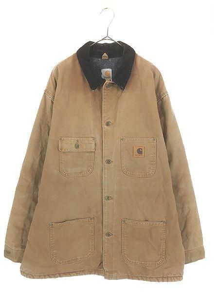 激レア Carharttカバーオール　ジャケット　古着美品 古着 80s Carhartt 裏地 ブランケット ブラウン ダック ミシガン
