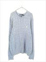希少 Polo Ralph Lauren ケーブル ブルー XL シルクカシミヤ 希少 Polo Ralph Lauren ケーブル ブルー XL シルクカシミヤ