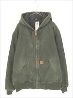 古着 90s Carhartt モスグリーン ダック 防寒 パデット アクティブ