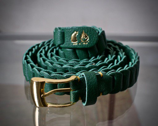 full hand made belt｜il micio × m's braque (green)：m's braque 