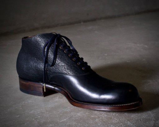 Balmoral ankle boots plain toe / calf × goat / black × black