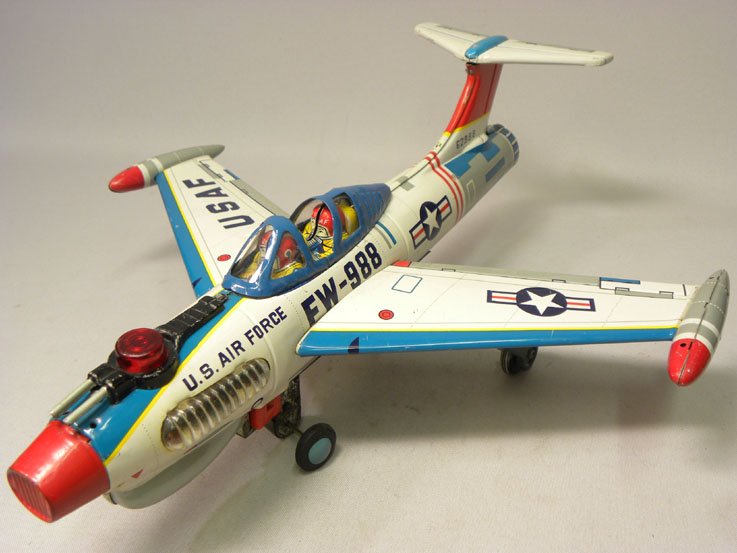 昔のおもちゃ専門店 SHOOTING STAR-野村トーイ/昭和工業 アメリカ空軍戦闘機 FW-988 U.S Air Force Fighter ブリキ  玩具 航空機 おもちゃ