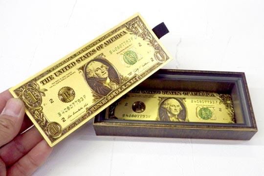ドル紙幣 1ドル札 金色 ゴールド インテリア 金運 小物入れ ケース