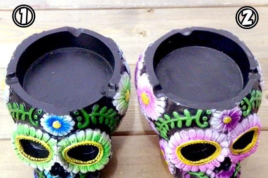 メキシカンスカル カラベラ 骸骨 灰皿 花柄 シュガースカル