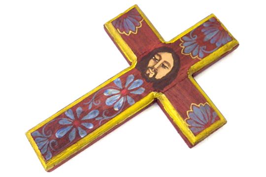 メキシコ ウッド キリスト ジーザス ハンドペイント デザイン 十字架
