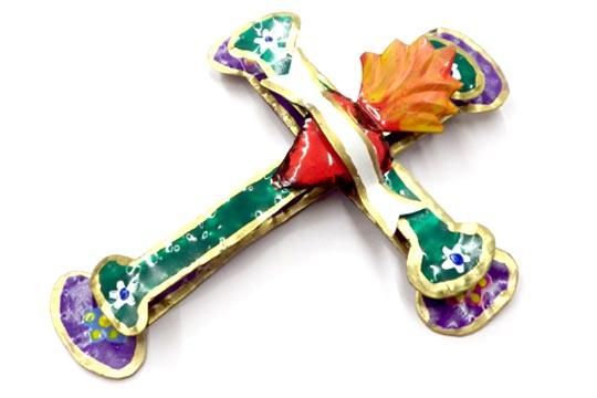 メキシコ ブリキ クロス コラソン アート インテリア 壁掛け