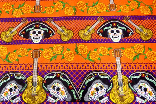 メキシコ 死者の日 メキシカンスカル デザイン 布 ファブリック 