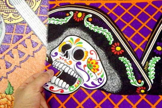 メキシコ 死者の日 メキシカンスカル デザイン 布 ファブリック カラベラ マリアッチ 生地 （３メートル サイズ） 通販ページ