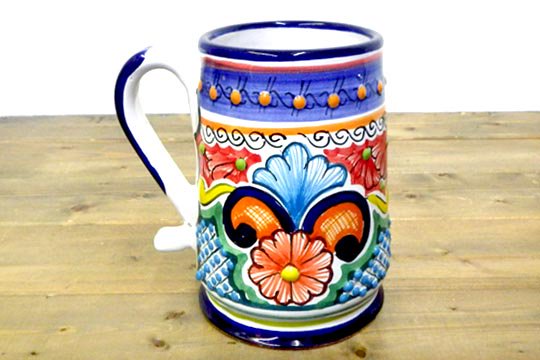 メキシコ キッチングッズ 陶器 タラベラ焼き 大きいサイズ マグカップ