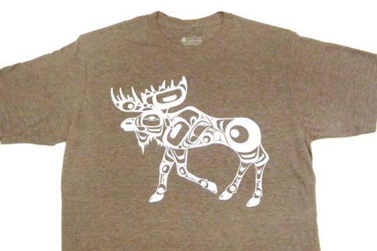 カナダ ネイティブ インディアン デザイン Tシャツ Moose ヘラジカ