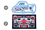 カナダ ネイティブ インディアン デザイン ワッペン パッチ Salmon Eagle Box