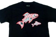 カナダ ネイティブ インディアン デザイン Tシャツ Salmon 鮭 サーモン