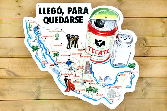 テカテ メタル ビンテージ サイン プレート メキシコ マップ