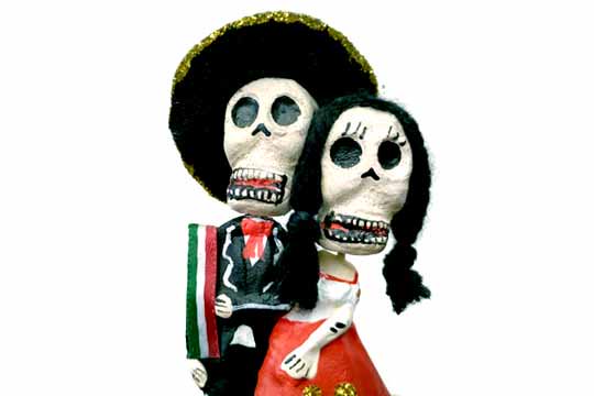 メキシコ カラベラ カップル ドール 骸骨 人形 メキシカン スカル 置物