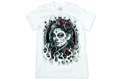 メキシコ スカル 骸骨 死者の日メイク デイ・オブ・デッド デザイン Tシャツ 