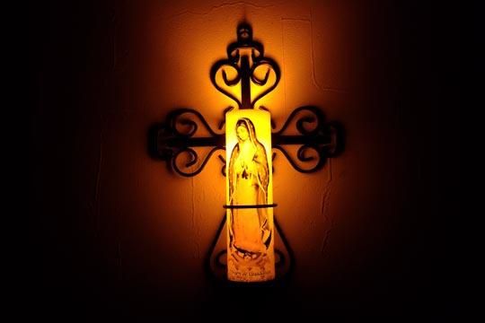グアダルーペ メキシカン LED キャンドル アイアン クロス 十字架 壁飾り グアダルーペ メキシカン LED キャンドル アイアン クロス
