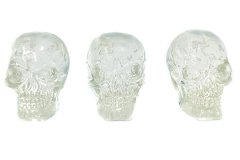 クリスタル スカル ヘッド インテリア オブジェ 骸骨 頭蓋骨 置物 クリア 3cm ３個セット