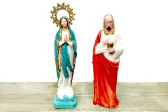 ジーザス イエス・キリスト 聖母 マリア インテリア 祈り halo付き 置物 ２個セット