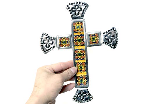 アンティーククロス十字架壁掛けミラー飾りヴィンテージゴールド - 鏡