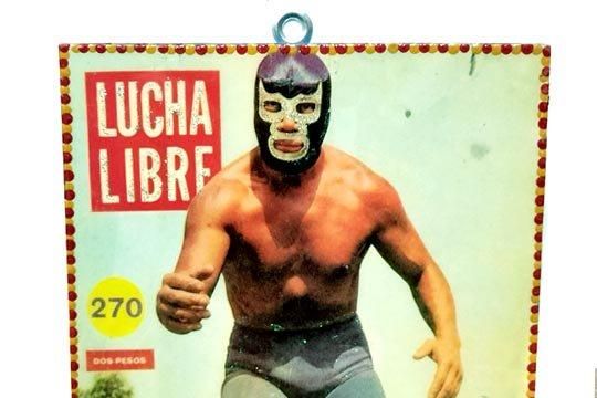 メキシコ プロレス ルチャリブレ ブルーパンテル イラスト 壁掛け飾り