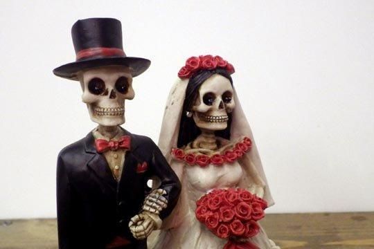 ウエディング カップル スカル フィギュア 骸骨 花嫁 花婿 結婚