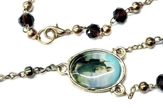 メキシコ ロザリオ 十字架 アクセサリー ネックレス クリア アンバー