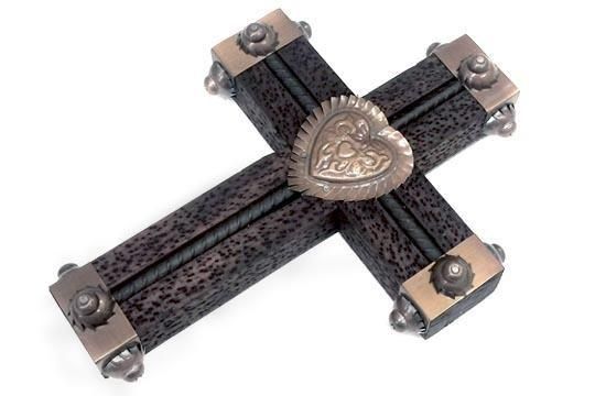 メキシコ雑貨 キリスト インテリア 十字架 クロス ブリキコラソン 壁掛け メキシコ ウッド クロス コラソン アート インテリア 聖心
