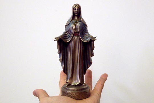 手広げ 聖母 マリア インテリア 置物 アンティーク調 ブロンズカラー 