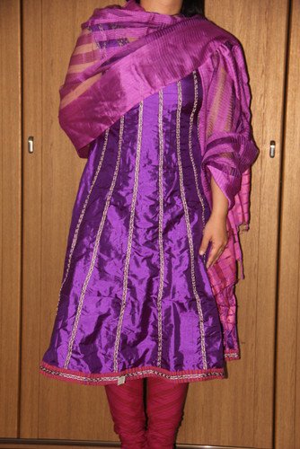 【ハンドメイド】バンジャビ―ドレス 紫【インド・バングラデシュ民族衣装】