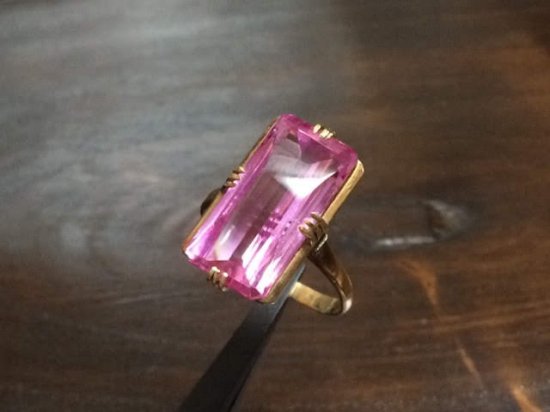 kaojewelryK18 大粒 ピンクサファイアカラー 千本透かし ヴィンテージ 指輪