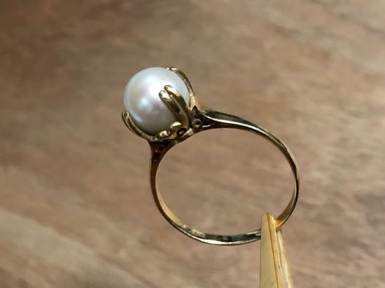 あこや真珠7.7mm（芯なし）　K18　リング　#12　昭和ジュエリー　/1901113