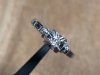 古いダイヤモンドがセットされた　鋳造千本透かし　K14WG　リング　#11.3　昭和　/04133