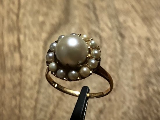 ■K18 5.1mm あこや真珠リング■アンティーク 昭和レトロ■パール 本真珠