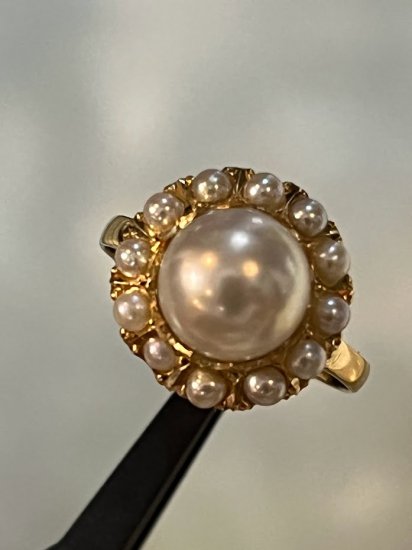 ■K18 5.1mm あこや真珠リング■アンティーク 昭和レトロ■パール 本真珠