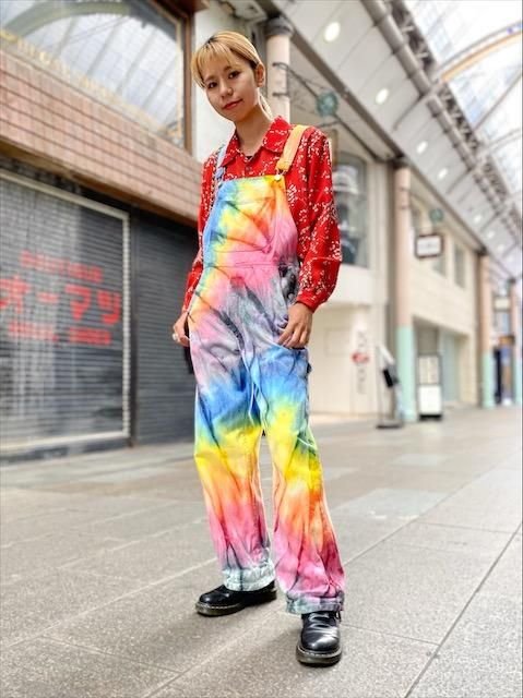 Used 古着 サロペット オーバーオール デニム タイダイ 旅空