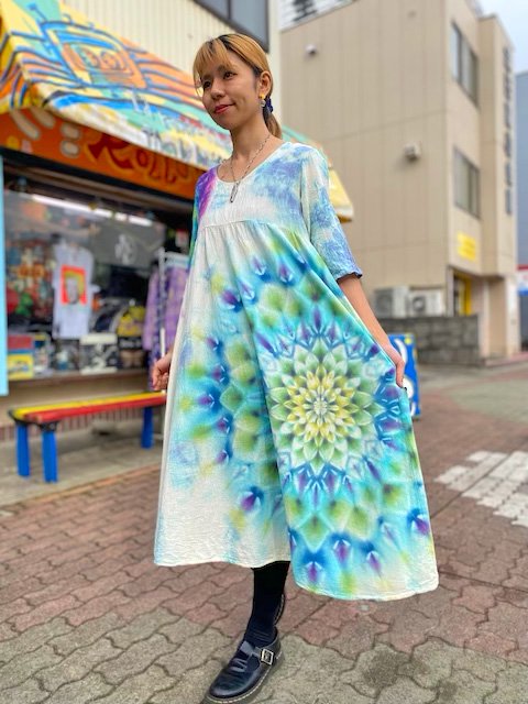 タイダイ染め ロングワンピース Hippies Dye最新作！！美しい虹の