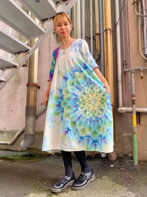 タイダイ染め ロングワンピース Hippies Dye最新作！！美しい虹の