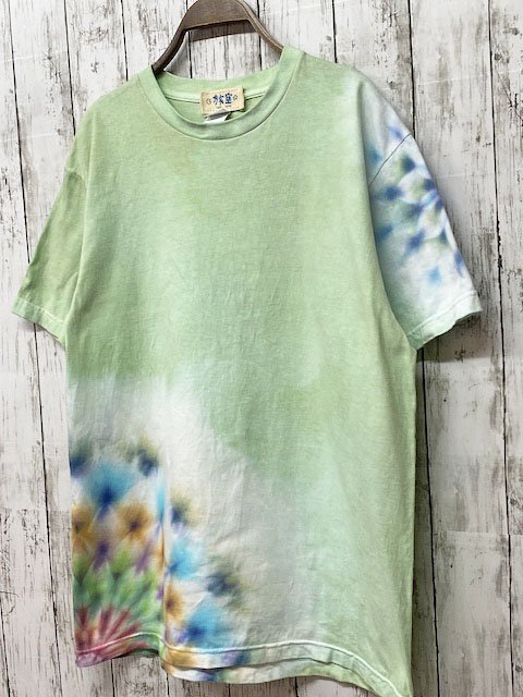 タイダイ染め Tシャツ Lサイズ 曼荼羅 ライトグリーン 薄緑 Hippies Dye