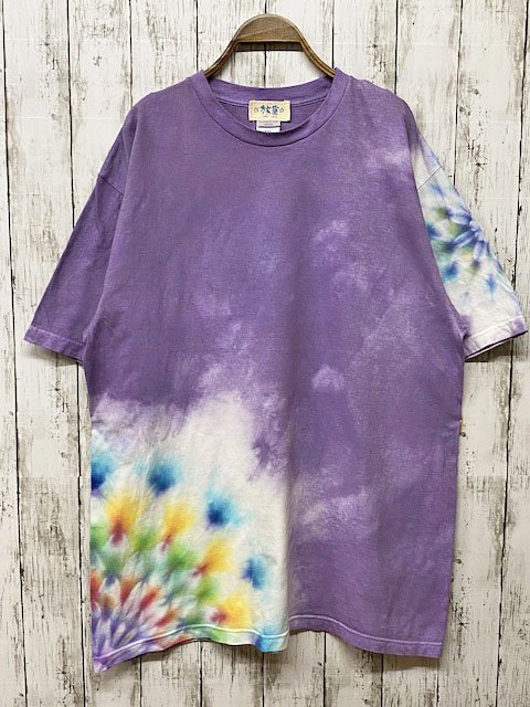 タイダイ染め Tシャツ XXLサイズ 曼荼羅 パープル Hippies Dye