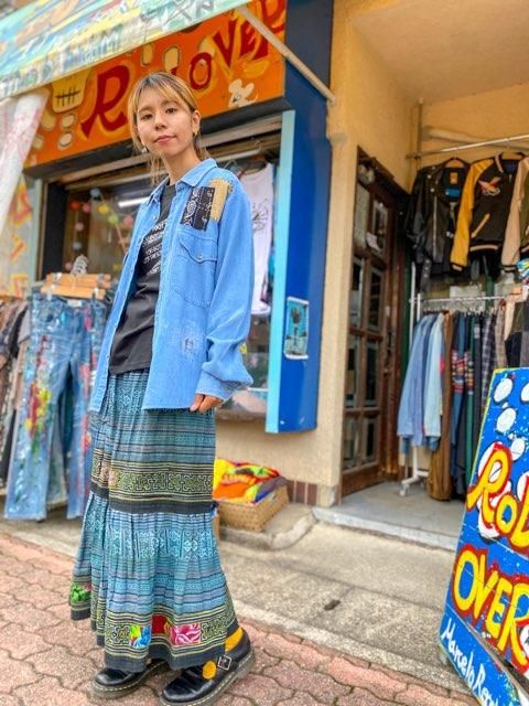 オリジナルリメイクデニムシャツ パッチワーク ヒッピー