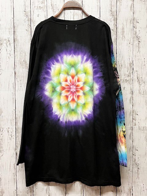 タイダイ染め 長袖Tシャツ XXLサイズ 曼荼羅 黒 HIPPIES DYE新作