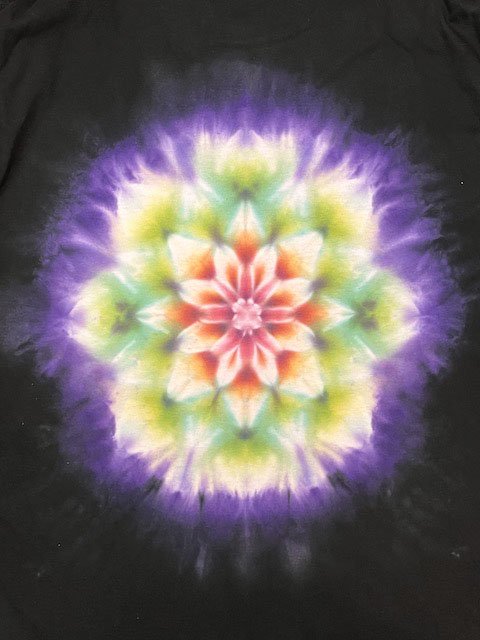 タイダイ染め 長袖Tシャツ XXLサイズ 曼荼羅 黒 HIPPIES DYE新作