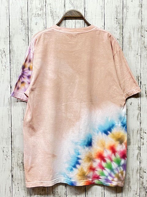 タイダイ染め Tシャツ Lサイズ 曼荼羅 薄桜色 Hippies Dye