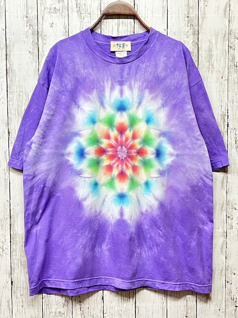 タイダイ染め ビッグシルエット Tシャツ Lサイズ 曼荼羅 パープル